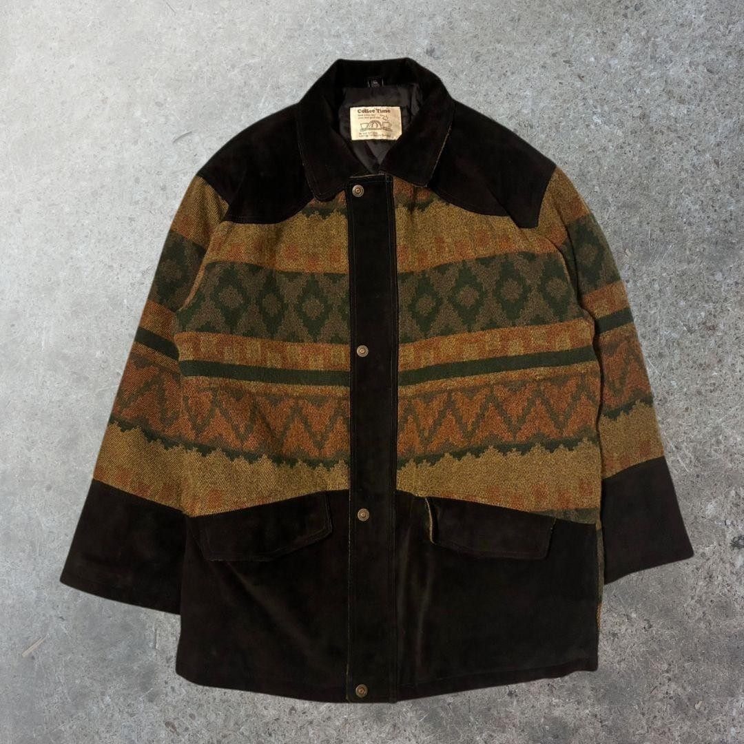 Vintage Native Pattern Half Coat Jacket Quilted U… - image 2