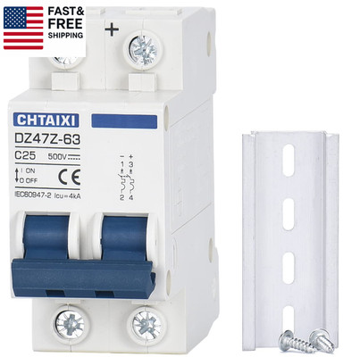 DC Miniature Circuit Breaker, 2 Pole 500V 25 Amp Isolator for Solar PV System, T