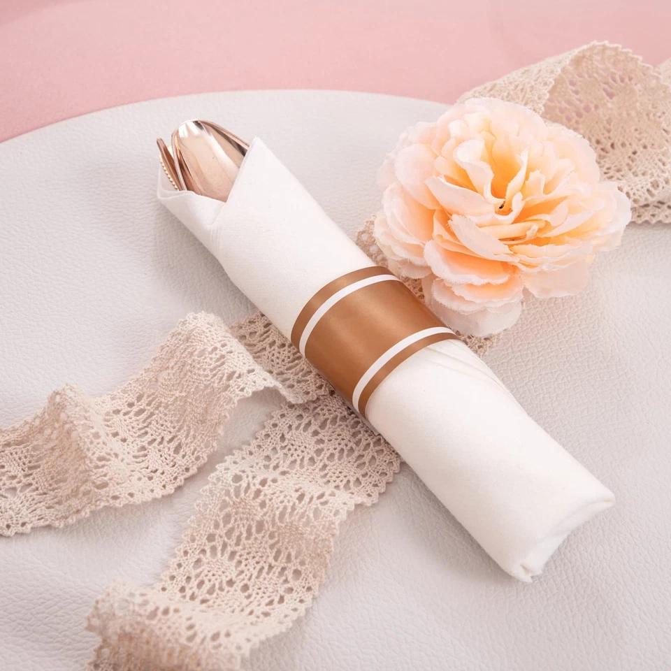 Platos de plástico de oro rosa 350 piezas - Juego de vajilla desechable de oro rosa transparente -... Foto 4 de 4