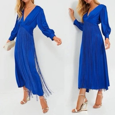 farm rio blue long sleeve dress FARM Rio Embroidered Lace Front Bow Maxi Dress