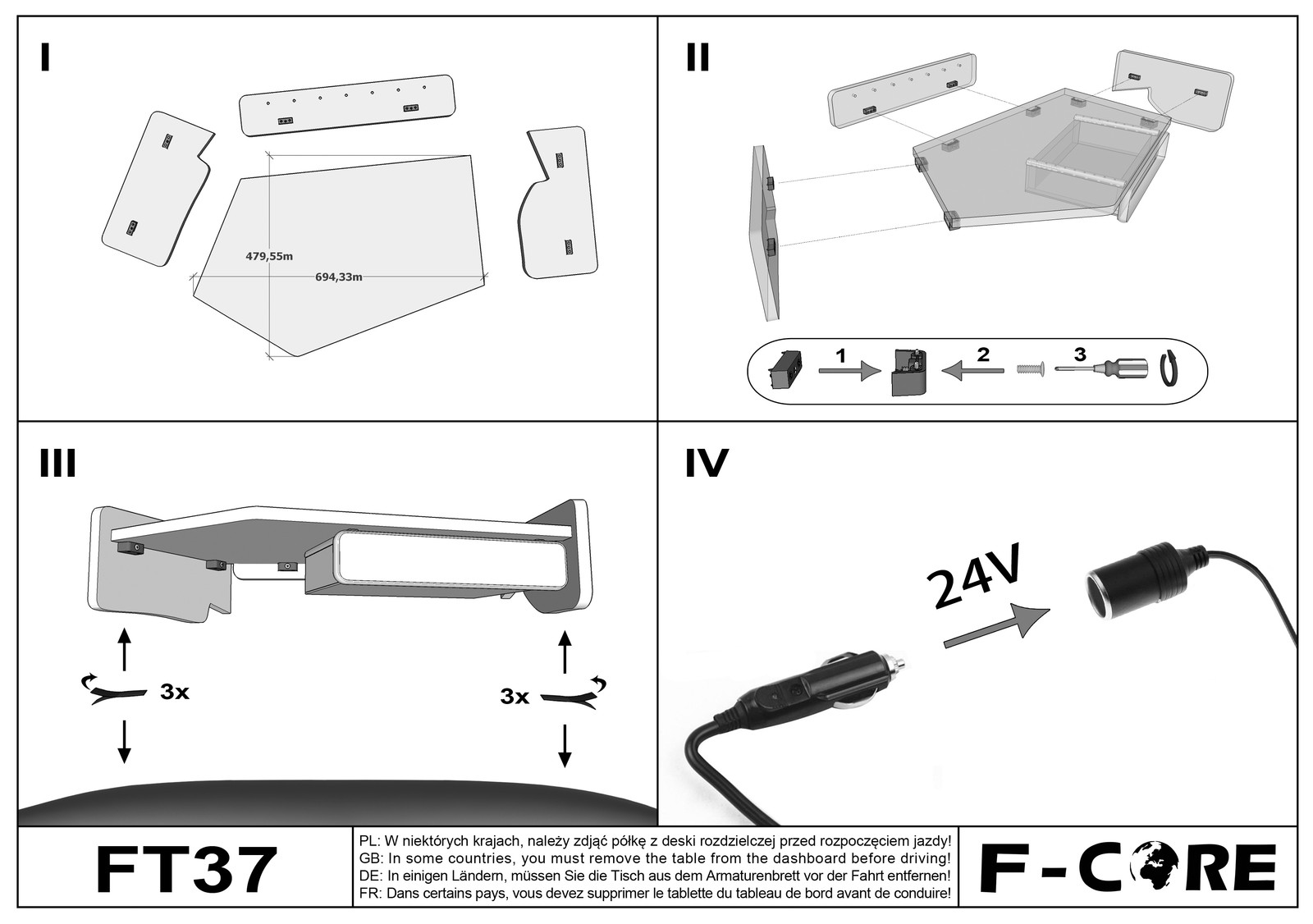 LKW Tisch für VOLVO FH 4 01.13-12.19 Mit schublade Mitte GRAU - Picture 7 of 8