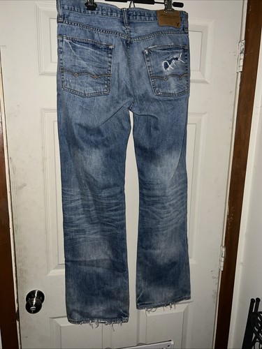 Stivali originali American Eagle Jeans gamba larga invecchiati 32x34 - look ben indossato - Foto 8 di 14