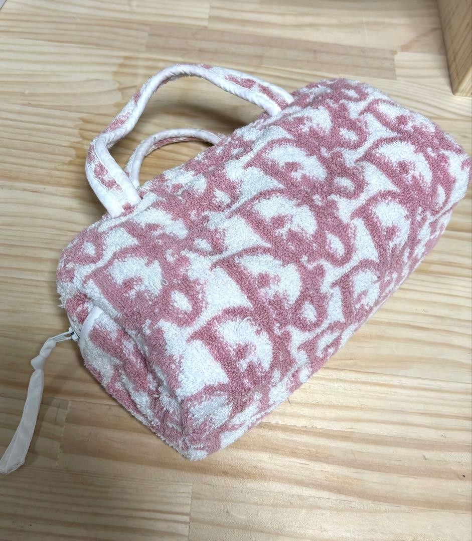Christian Dior Handbag Terry Cloth Pink White Trotter Pocket Women's Authentic thumbnail 16