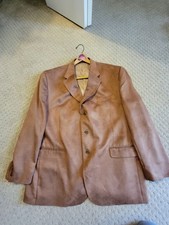 Chaps Tan Faux Suede Sport Coat Blazer Classic Lined Dress Jacket 48L