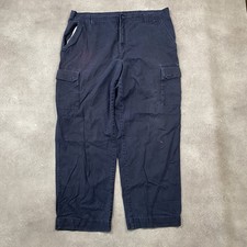 Basic Editions Cargo Trousers Men's 42" Vintage Straight Workwear Pants, Navy