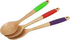 Chef Craft Premium Silicone Handle Wooden Spoon Set, 14 inch, Red