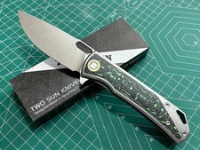TWOSUN KNIFE CARBON FIBER/COLOR TITANIUM HANDLE M390 EDGE TS502-M390-SAND