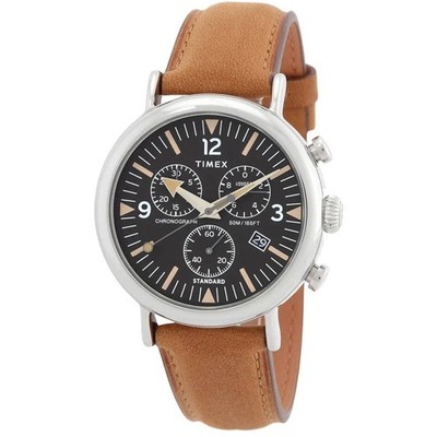 Timex Men's Watch Waterbury Standard Black Dial Brown Leather Strap TW2W84500VQ
