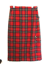 VINTAGE JAMES PRINGLE SCOTLAND RED TARTAN PLAID WOOL SKIRT KILT SMALL