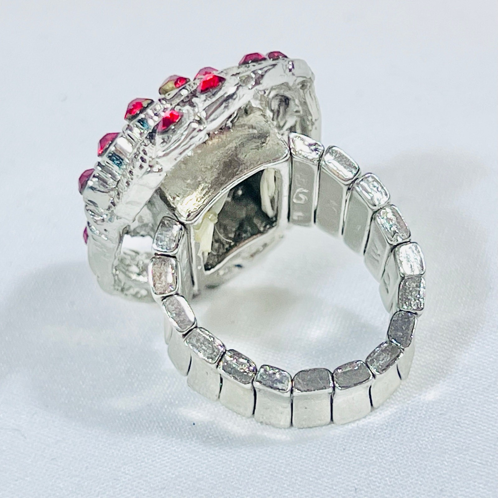 Extra Large Red Ruby Swirl Ring Crystal Diamond S… - image 4
