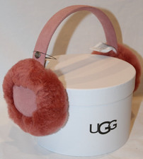 NIB UGG WOMEN'S GIRLS  SUEDE SHEARLING EAR MUFFS ROSE PINK OSFA NIB