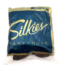 Vintage Silkies Control Top Pantyhose With Support Legs 131 Medium Off - Black