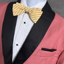 Tuxedo Jacket 44R Slim Fit Pink Cotton Black Satin Shawl Evening Formal Wedding