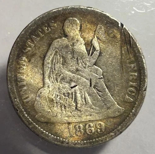 1869 Seated Liberty Silver Dime 10C - Philadelphia Mint