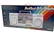 NIB AIWA Backtrack Retro Boombox CD Player Cassette Deck Recording Bluetooth 5.0