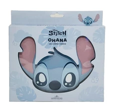 Disney Stitch Ohana LED Compact Mirror–Portable Makeup Mirror W/Lights & Magnifi