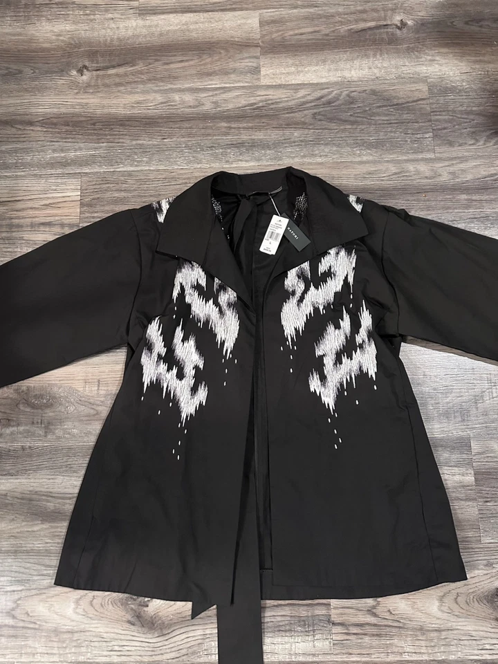 $448 Natori Kimono Mujer Tafetán Negro Talla Grande Bordado TOTALMENTE NUEVO CON ETIQUETAS Foto 4 de 4