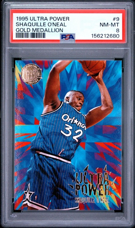 1995 FLEER ULTRA POWER SHAQUILLE O'NEAL GOLD MEDALLION #9 PSA 8 NM-MT RARE