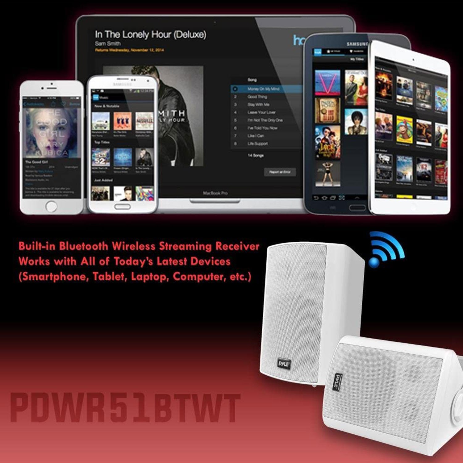 Pyle PDWR51BTWT Bluetooth Indoor Outdoor 5.25" Speaker System, White (2 Pack)