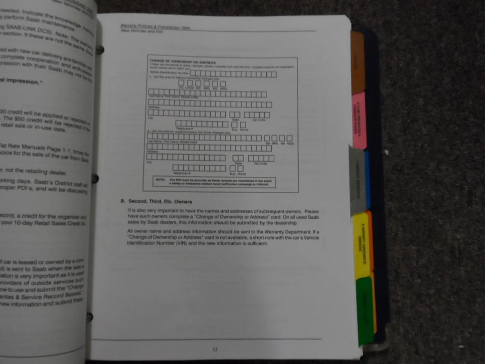 1994 1995 Saab Tutti Modelli Garanzia Condizioni E Lievi Manuale Fabbrica OEM 95 - Immagine 2 di 4