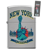 Zippo 5694 statue of liberty new york city chrome Lighter + FLINT PACK