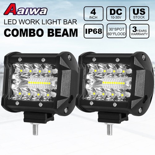 Tri-Row 32" LED Light Bar Combo Kit + 2x 4'' Cube Pods+ Wiring Off Road Driving - Picture 4 of 23