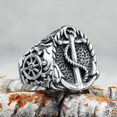 Sculpt Rings  Retro Anchor Navigator Punk Ring in Edelstahl - US-Größe 7-13