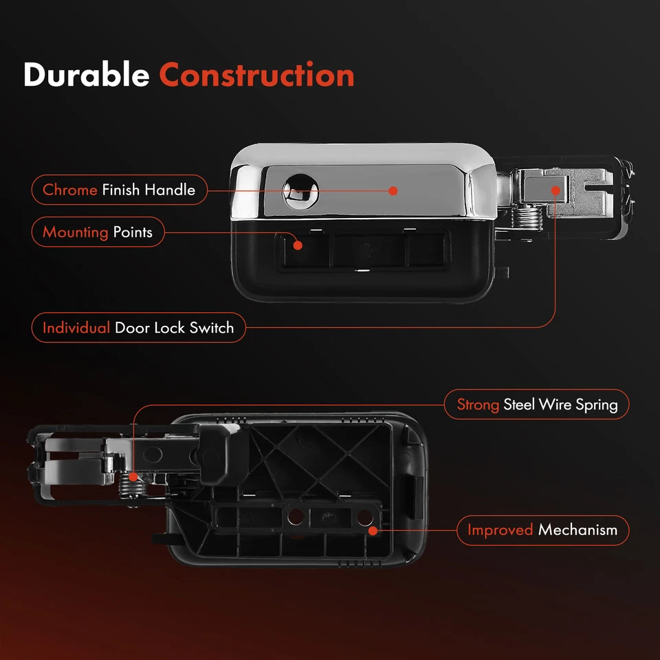 Manija de puerta interior trasera izquierda cromada + negra para Ford F-150 04-07 Lincoln Mark LT Foto 4 de 4