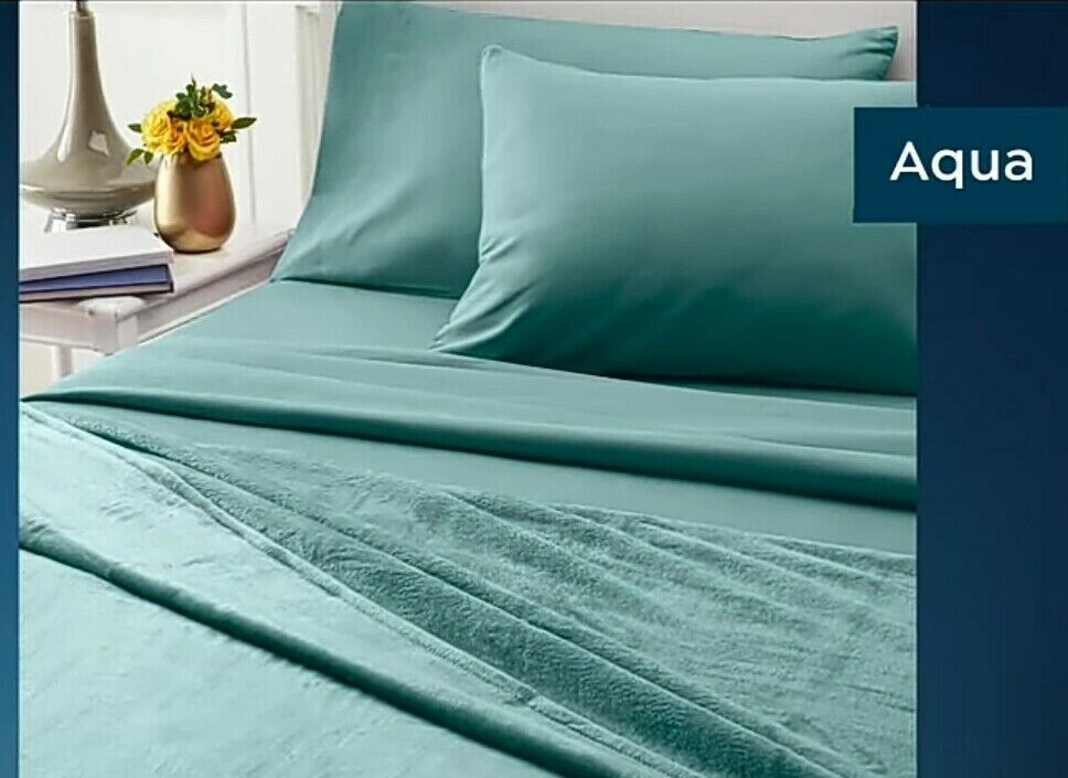 South Street Loft Blanket and microfiber Sheet Set, Aqua, Queen | eBay