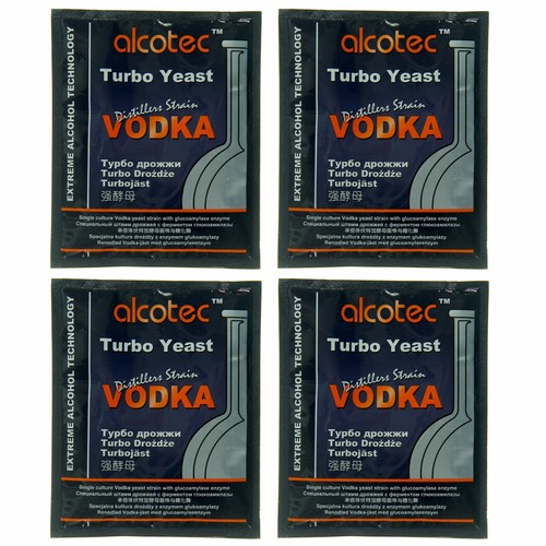 Alcotec Vodka Turbo Yeast (Pack of 4) Clean Fermenting Moonshine Alcohol Yeast - Picture 1 of 2