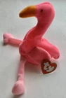 Vtg Teenie Beanie Babies Pinky Mini Plush Flamingo with Tags