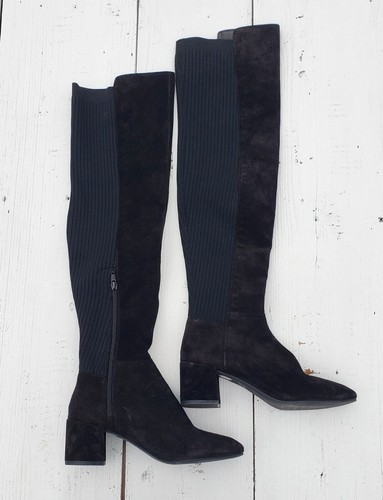 Kenneth Cole Eryc Botas de Montar Altas de Cuero Gamuza Negras para Mujer Talla 6/36 NUEVAS - Imagen 7 de 13