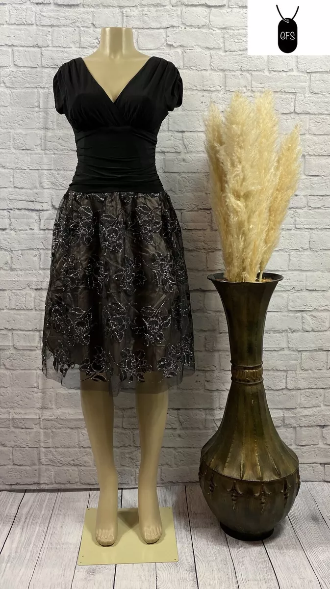 SLNY Women s Party Dress Floral A Line Black Multicolor