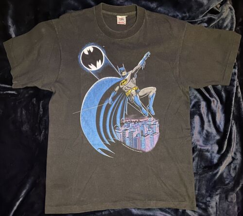 Vintage 80er 1988 Batman Gotham schwarz einzeln genäht L USA FOTL Shirt Vintage - Bild 1 von 3