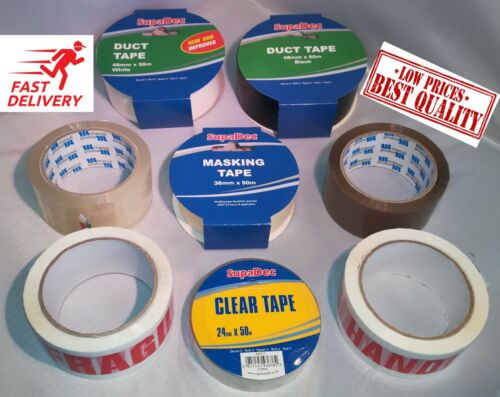 Parcel Packing Tape Clear Brown Fragile Duct *HIGH QUALITY*