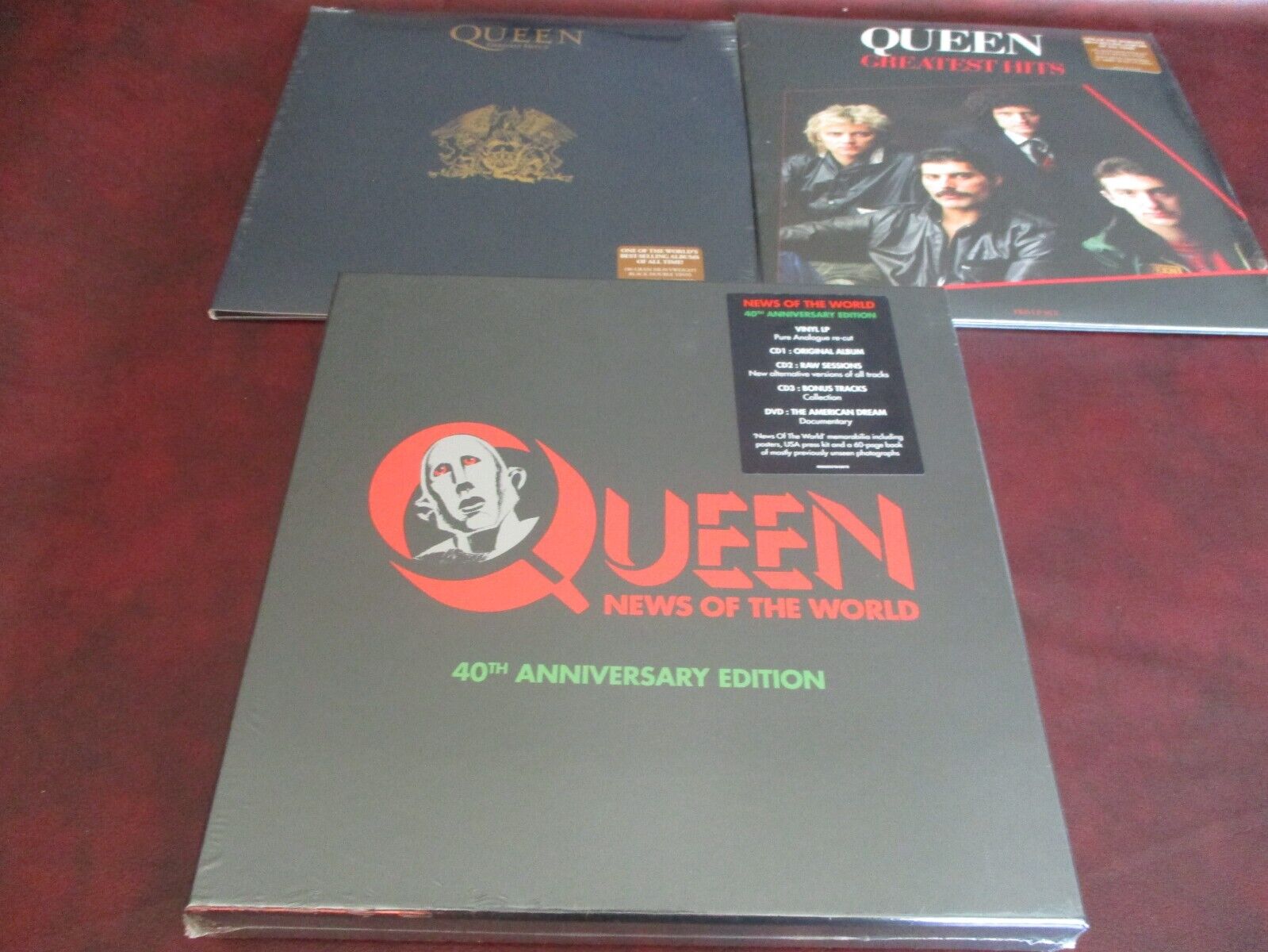 QUEEN NEWS TO THE WORLD  40TH ANNIVERSARY BOX + GREATEST HITS VOLUME 1 & 11 LPS