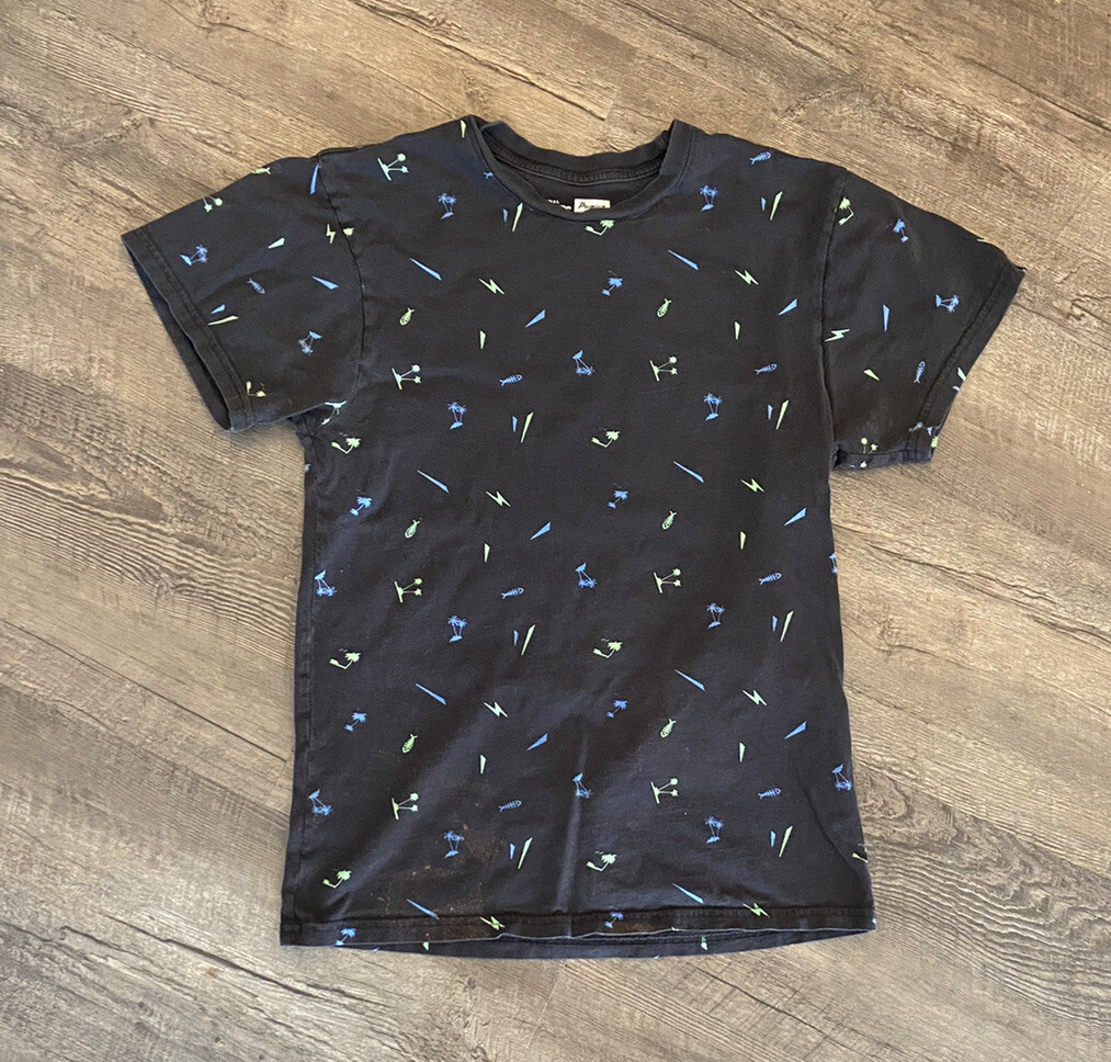 Vans Mens Black Palm Tree Print T-Shirt Small Short Sleeve-image