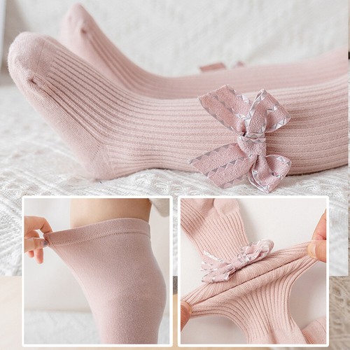 Baby Girl BOW TIGHTS Spanish Style Ribbon Socks - Picture 4 of 20