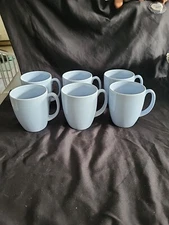 Set of 6 CORELLE Coordinates Stoneware Light Blue MUGS 