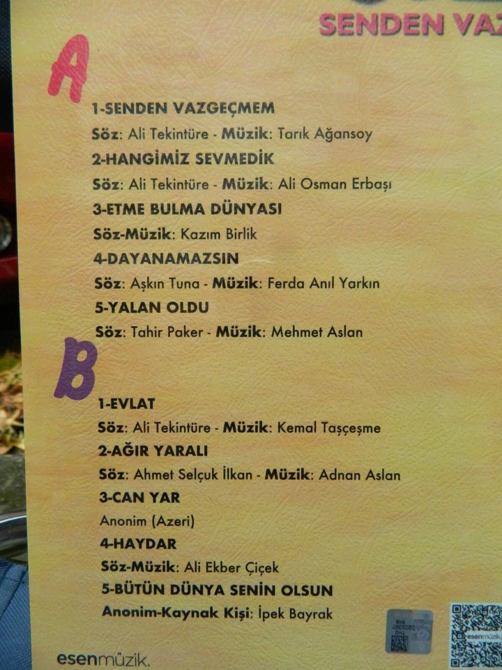 Müslüm Gürses -  Senden Vazgecmem Türkisch Arabesk Musik LP Vinyl - Bild 3 von 3