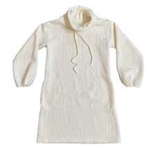 Max Studio Women's Waffle Knit Cowl Neck Casual Dress Ivory XS - New