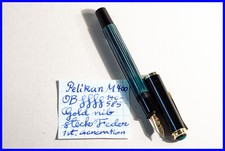 1982 PELIKAN M400 Classic Green Striped Old Style  friction fit OB 14C Gold nib