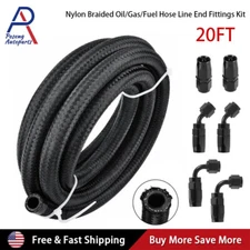 20ft Nylon Braided Fuel Line 4AN 6AN 8AN 10AN 12AN Oil/Gas Hose End Fittings Kit
