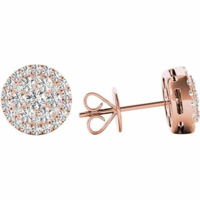 .43 TCW Diamond Set Halo Pave Dress Earrings With Solid 18k Rose Gold Discounted | eBay .43 TCW Diamond Set Halo Pave Dress Earrings With Solid 18k Rose Gold Discounted | eBay
