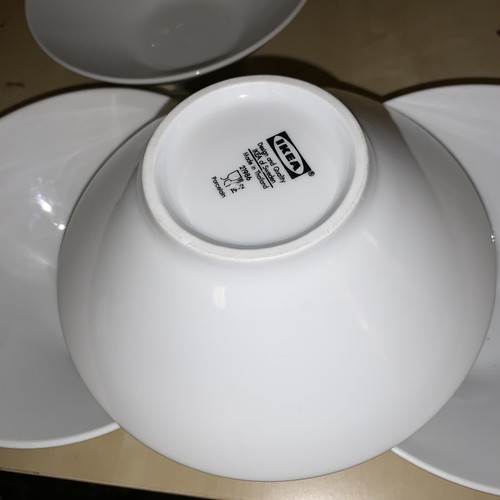 IKEA 21986 Set Of 4 White Footed Rice/Soup/Chili Bowls 6 1/2" MINIMALIST - Picture 9 of 13