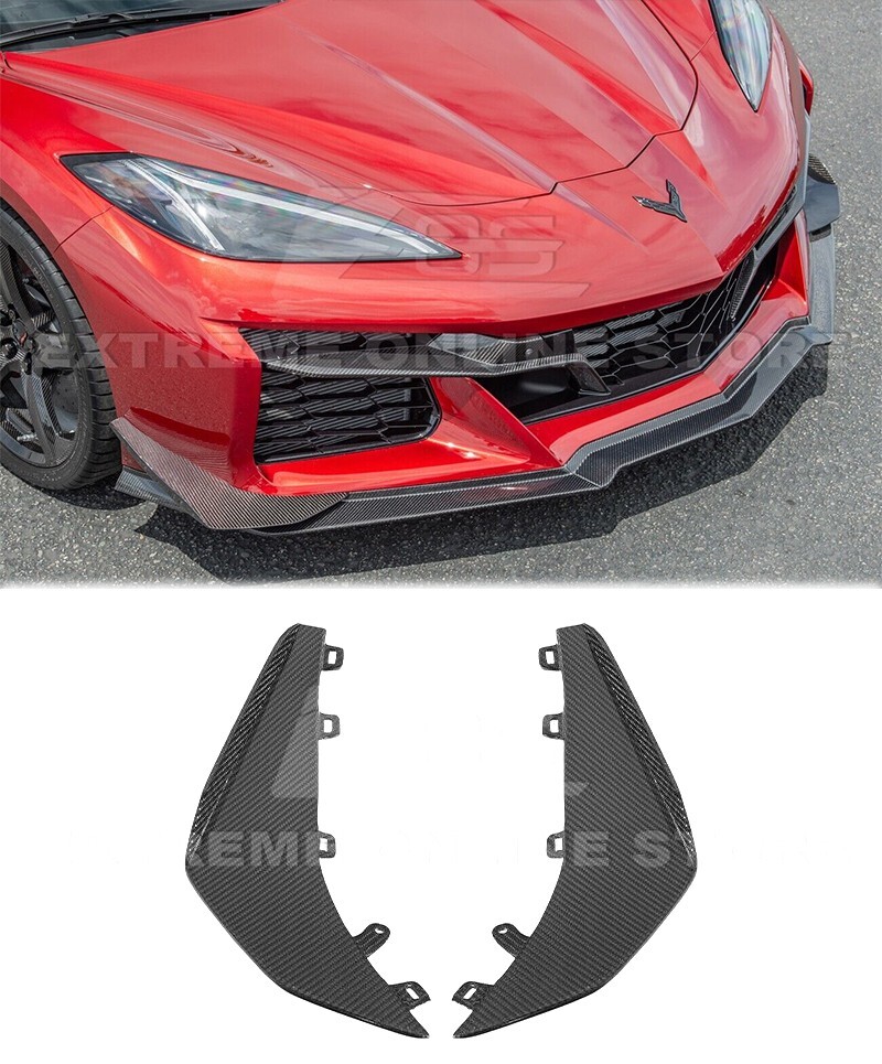 Pair Front Side Canards Dive For 23-Up Corvette C8 Z06 Z07 Package