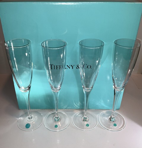 Lot of 4 Tiffany Champagne Flutes 6 OZ New Old Stock / New With Box ! - Picture 2 of 9
