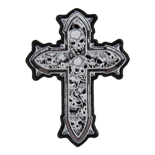 Subdued Gray Skulls Cross Patch, Skull Back Patches - Picture 5 of 5