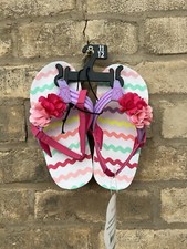 Wonder Nation Toddler Girls Size 11-12 Beach EVA Flip Flop Flower Straps