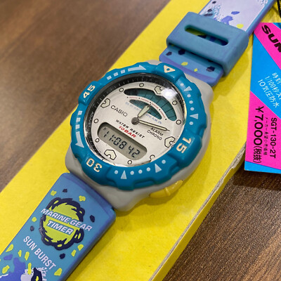 CASIO MARINEGEARTIMER デジタル SGT-130 Casio SGT-130-2T SUNBURST MARINE GEAR Rare Vintage Digital